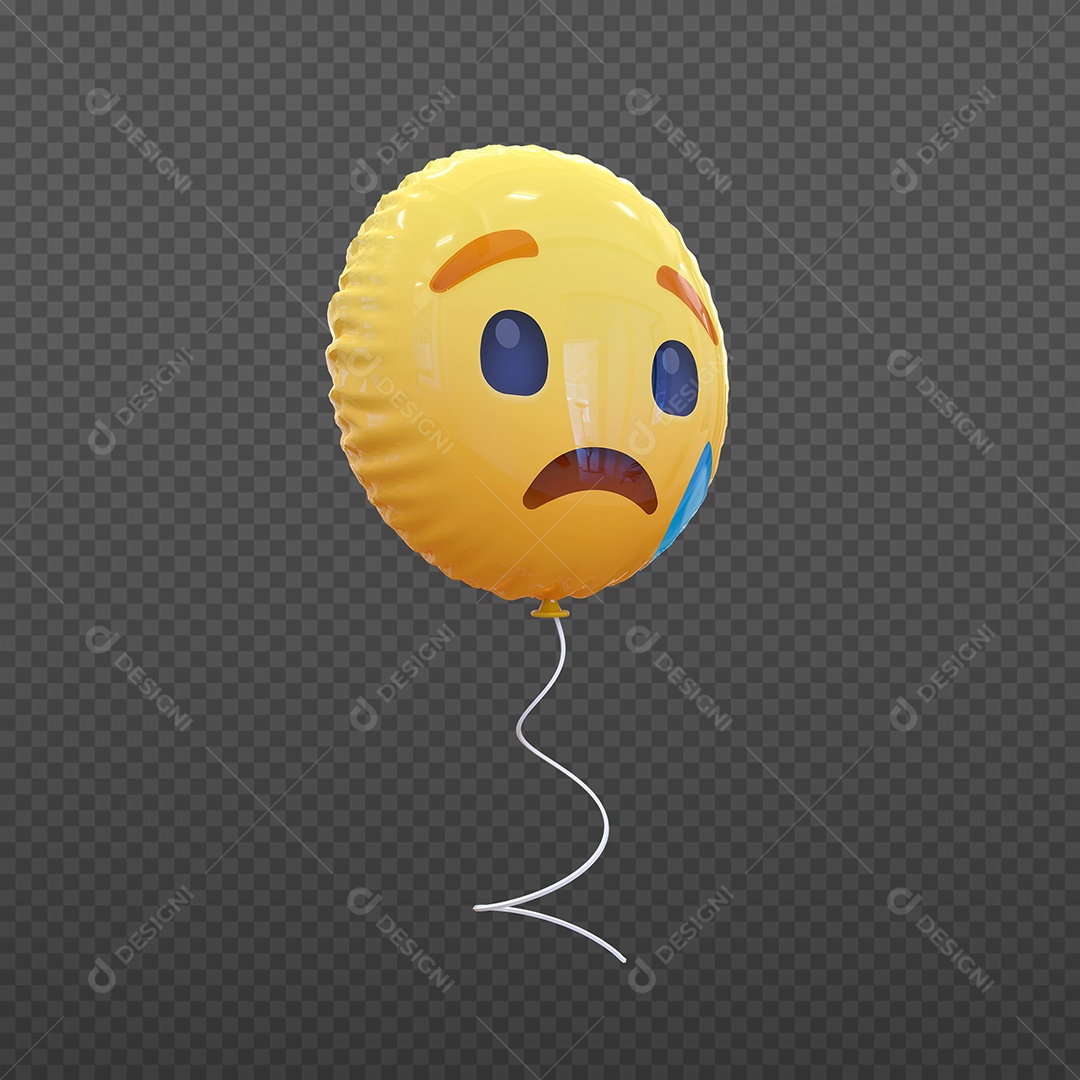 Elemento 3D Balão de Emoji Triste para Composição PSD