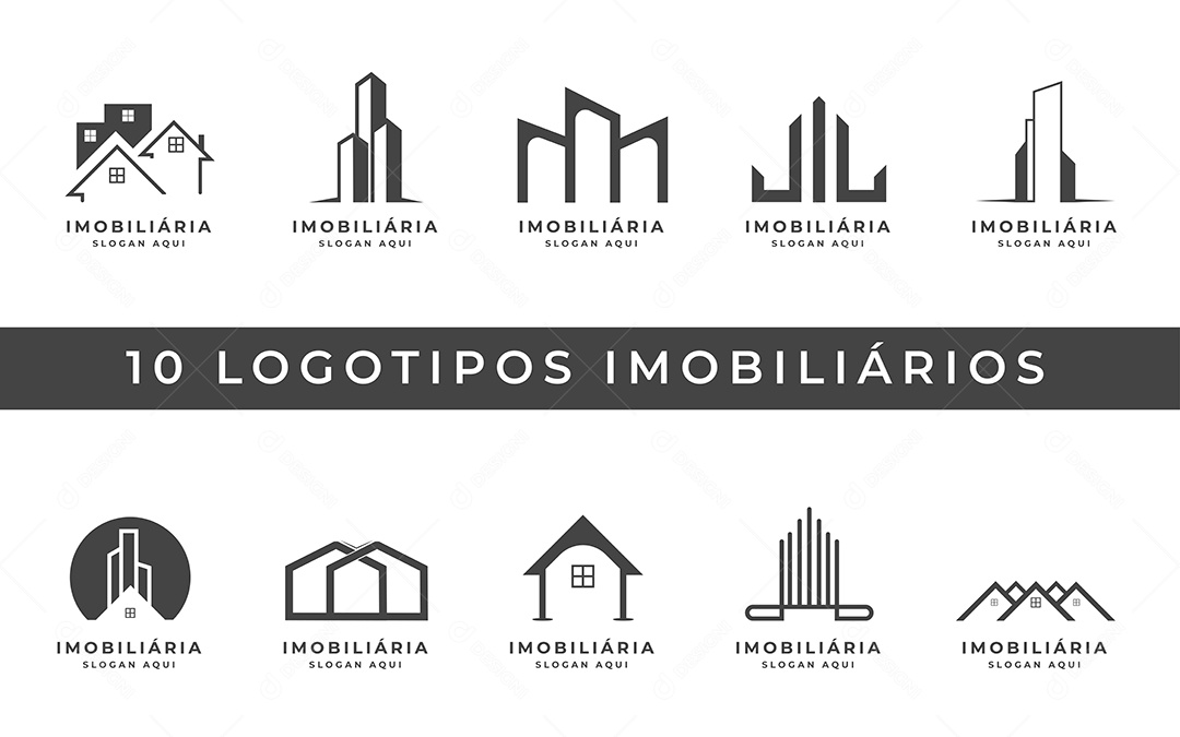 Conjunto de Logos Imobiliários Ilustração Vetor EPS