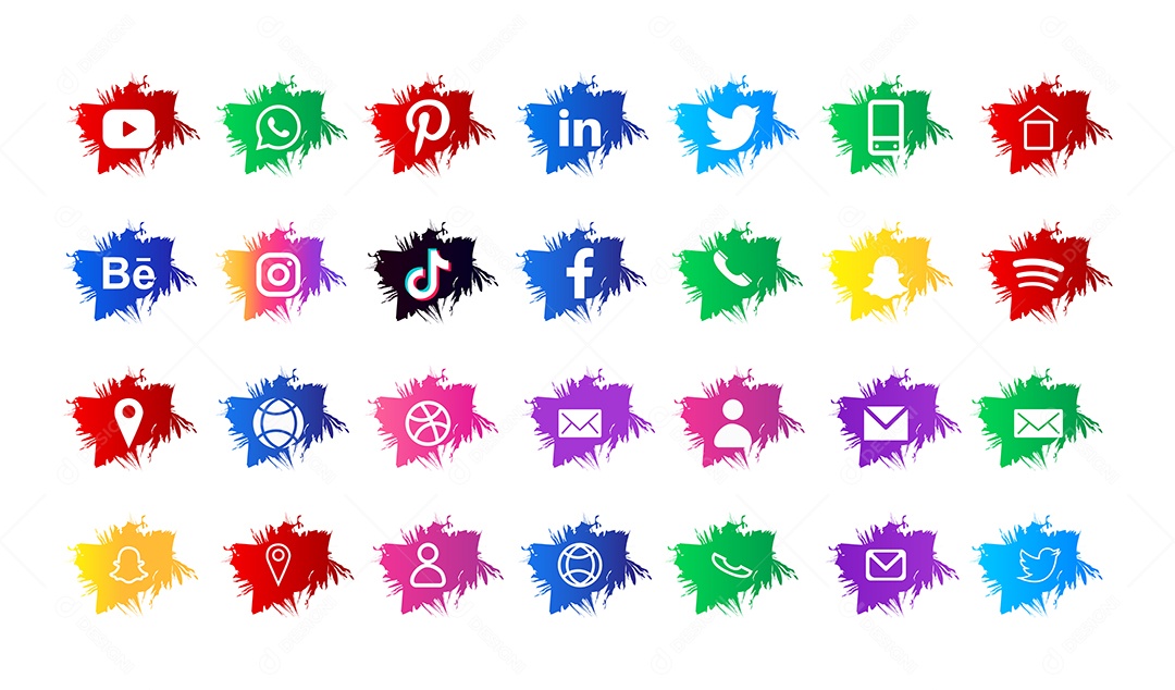 Conjunto de Ícones de Redes Sociais Vetor EPS