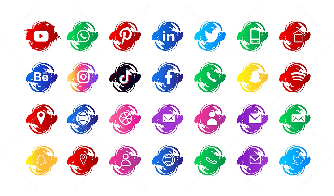 Conjunto de Ícones de Redes Sociais Vetor EPS