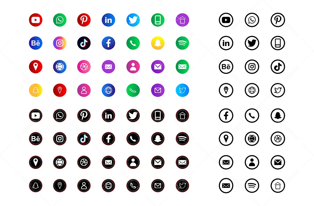 Conjunto de Ícones de Redes Sociais Vetor EPS
