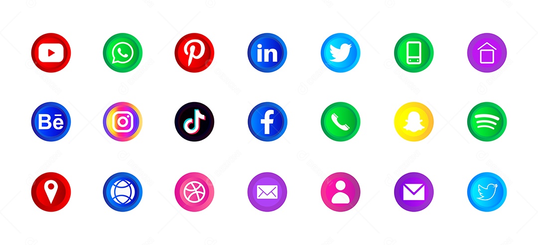 Conjunto de Ícones de Redes Sociais Vetor EPS