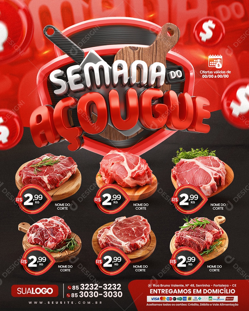 Tabloide Semana Do Açougue Carnes Social Media PSD Editável