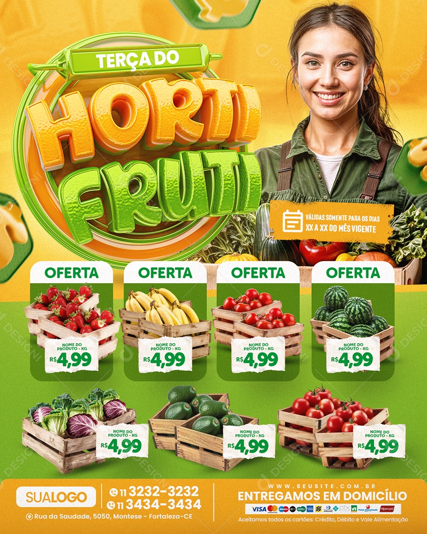 Tabloide Terça Do Hortifruti Oferta Social Media PSD Editável