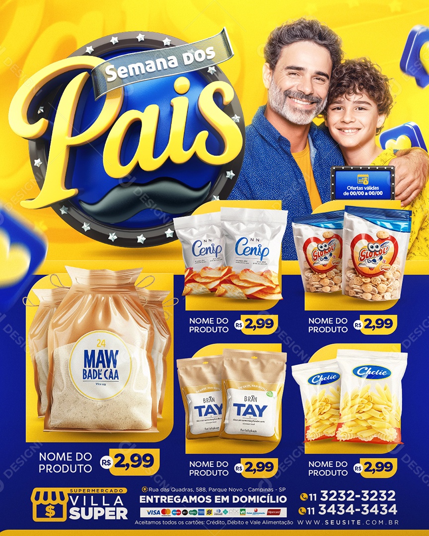 Tabloide Semana dos Pais Supermercado Produtos Social Media PSD Editável