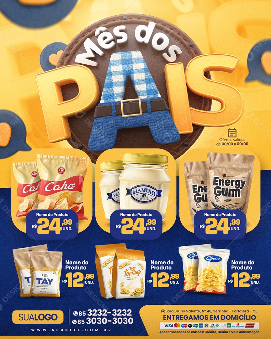 Tabloide Mês dos Pais Supermercado Produtos Social Media PSD Editável