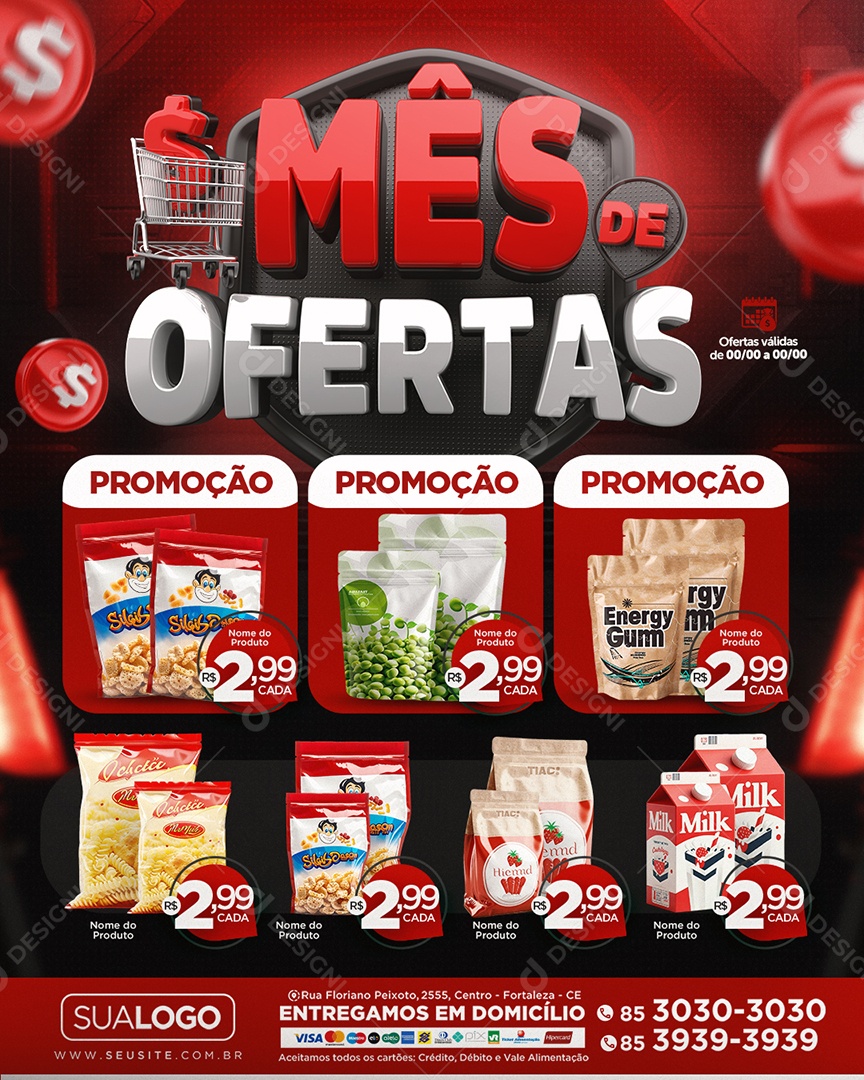 Tabloide Mês De Ofertas Supermercado Promoção Social Media PSD Editável