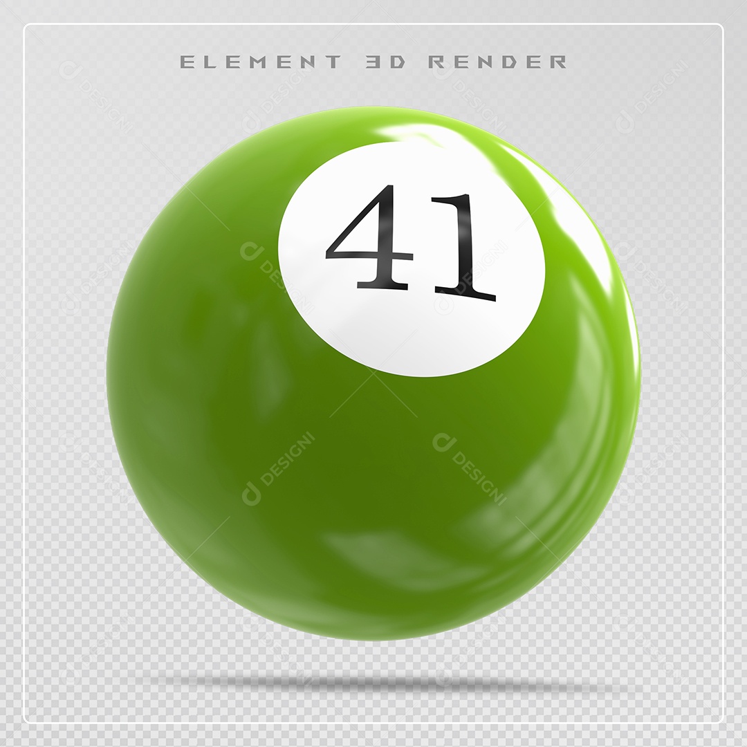 Bola de Bilhar Número 41 Verde Elemento 3D para Composição PSD