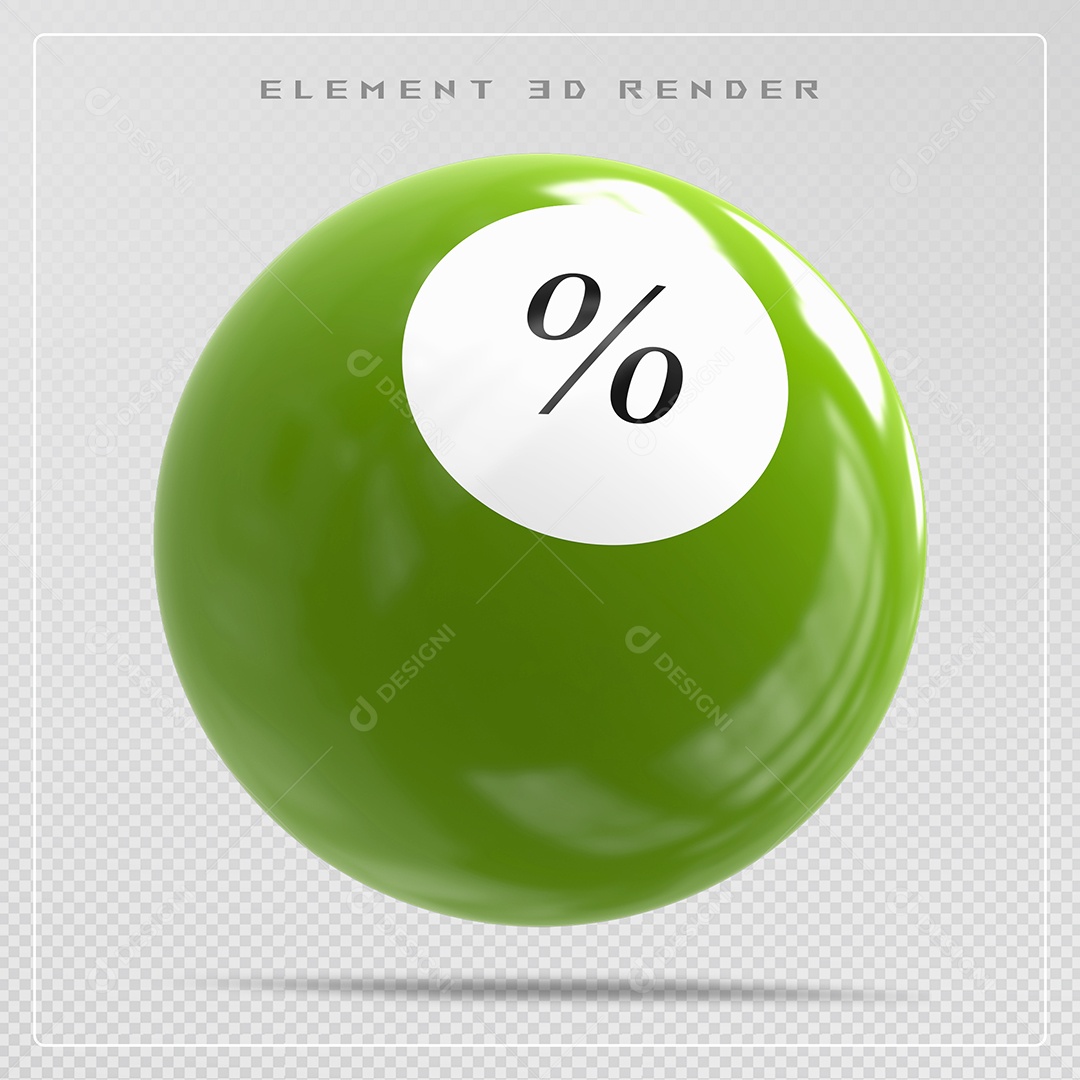 Bola de Bilhar Número % Verde Elemento 3D para Composição PSD