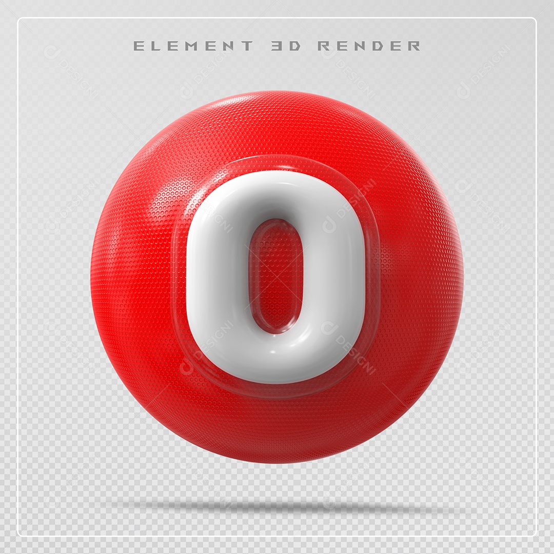 Elemento 3D Bola De Número 0 Branco para Composição PSD
