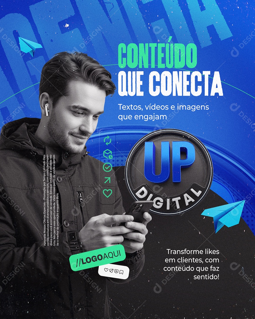 Up Digital Marketing Digital Conteúdo Que Conecta Social Media PSD Editável