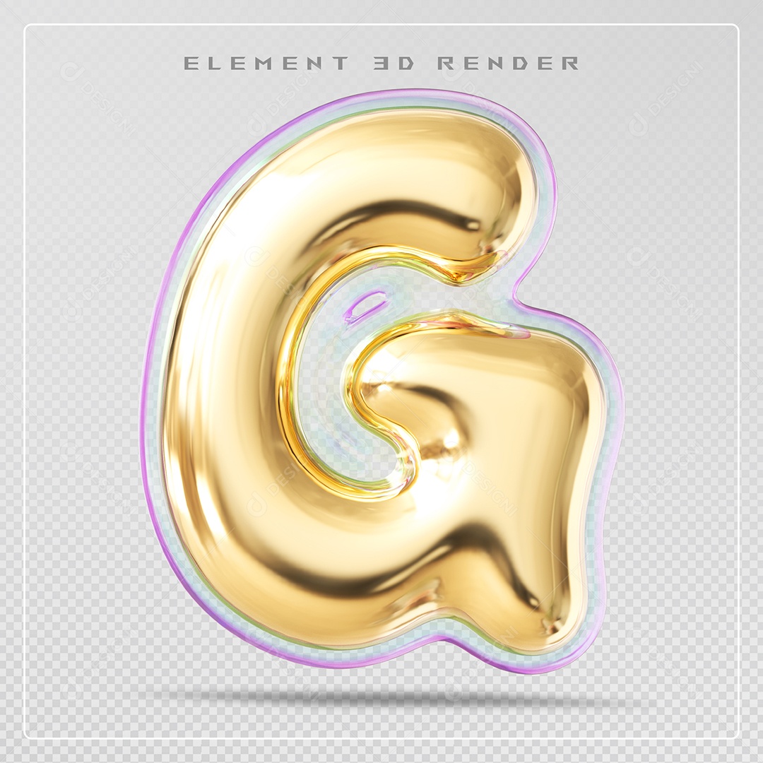Elemento 3D Letra G Dourado Para Composição PSD