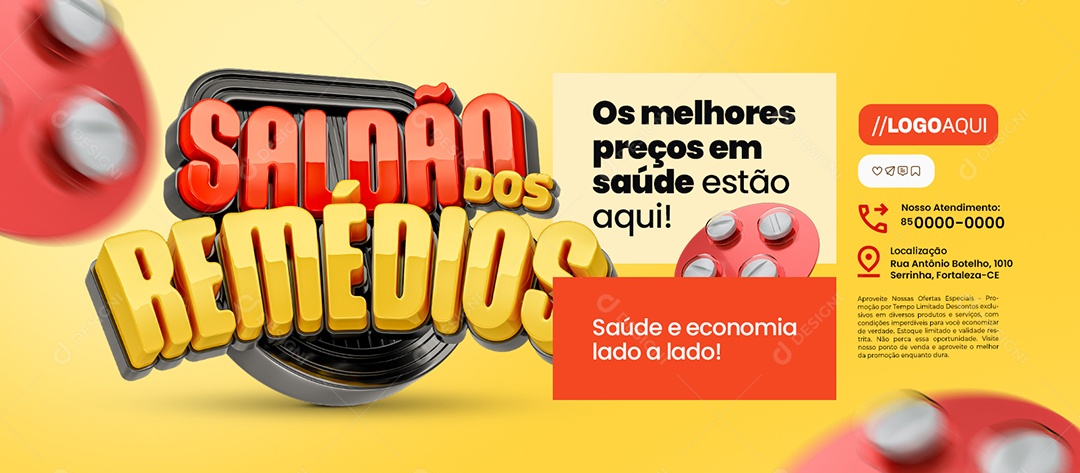 Banner Saldão Dos Remédios Farmácia Os Melhores Preços Social Media PSD Editável