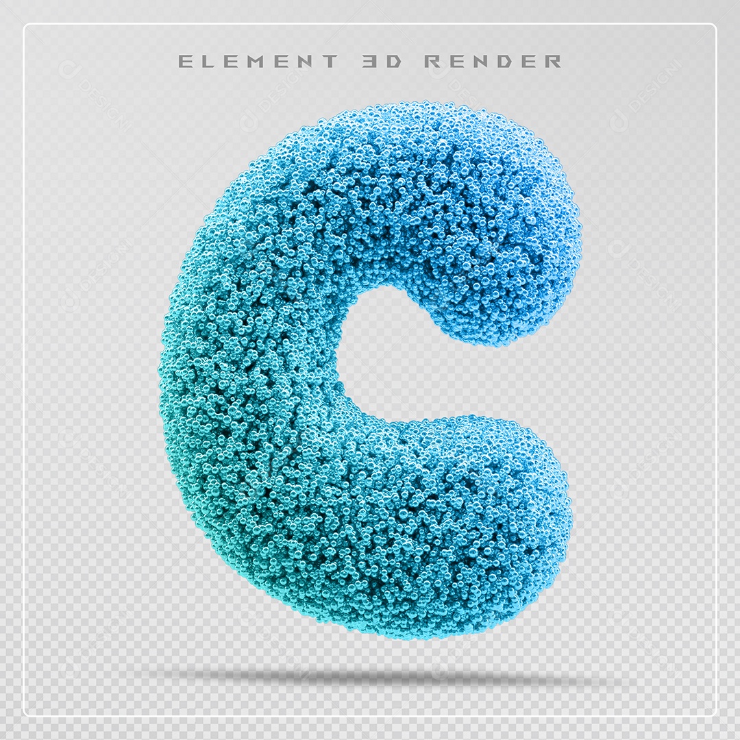 Elemento 3D Letra C Azul Para Composição PSD