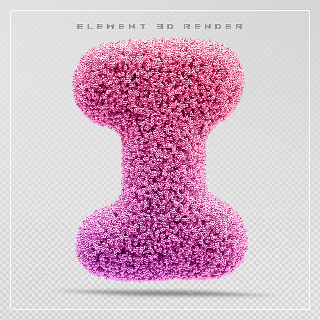 Elemento 3D Letra I Rosa Para Composição PSD