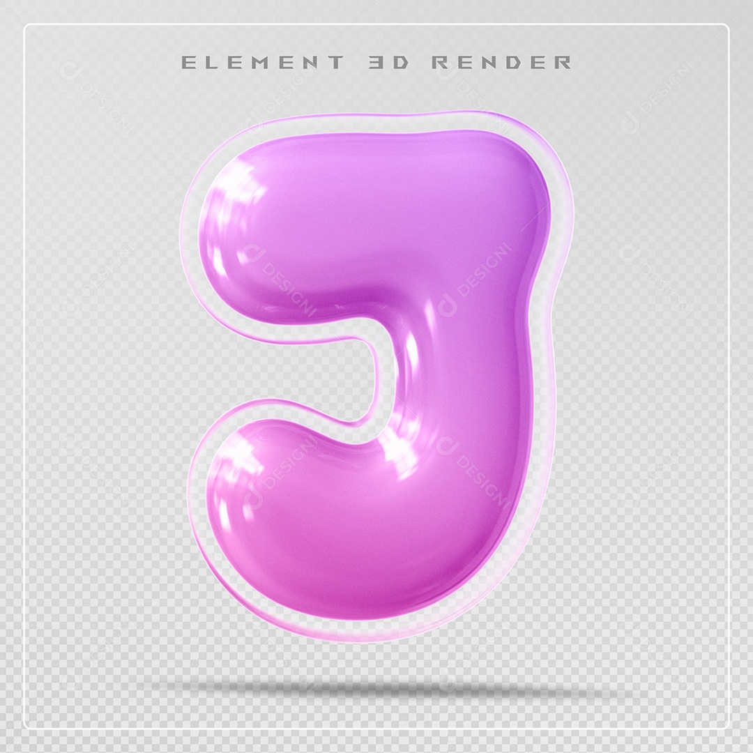 Elemento 3D Letra J Rosa Para Composição PSD