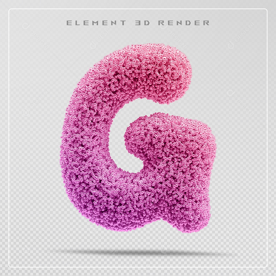 Elemento 3D Letra G Rosa Para Composição PSD