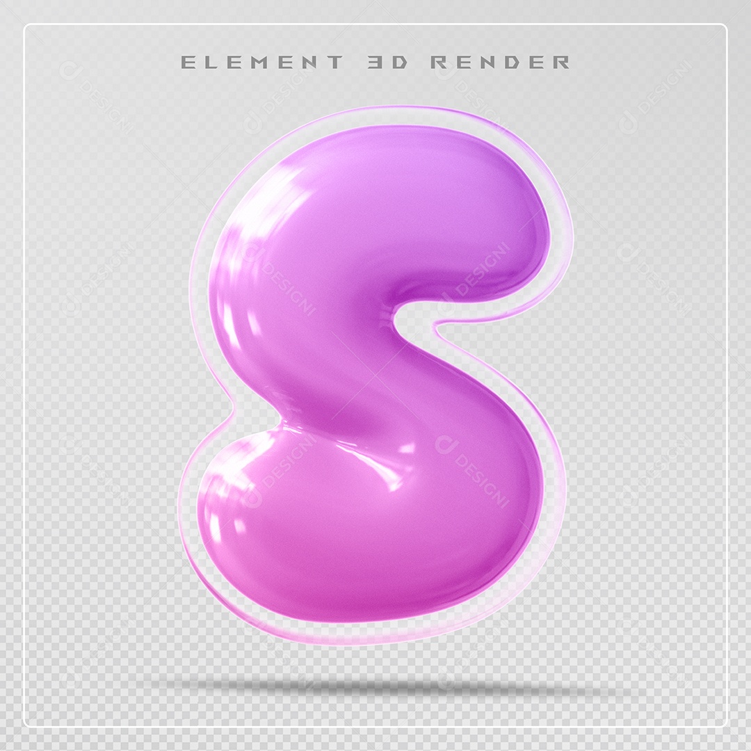 Elemento 3D Letra S Rosa Para Composição PSD