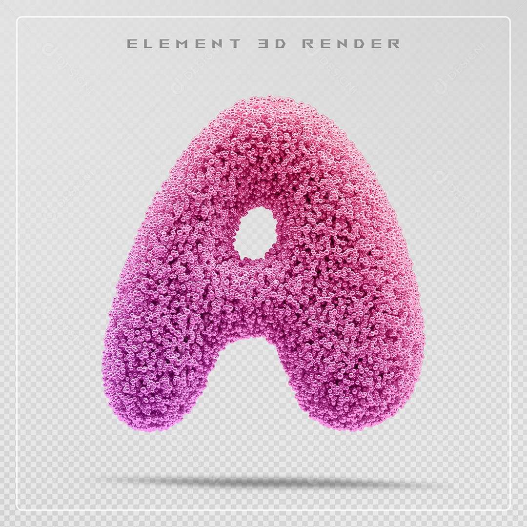Elemento 3D Letra A Rosa Para Composição PSD