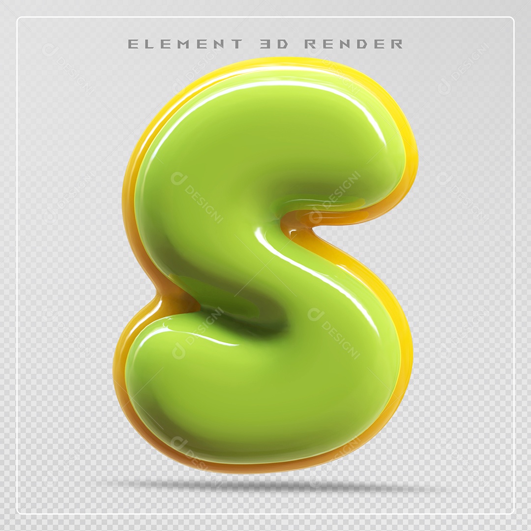 Elemento 3D Letra A Verde Para Composição PSD