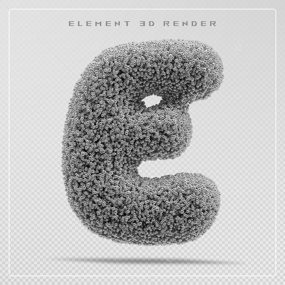 Elemento 3D Letra E Cinza Para Composição PSD