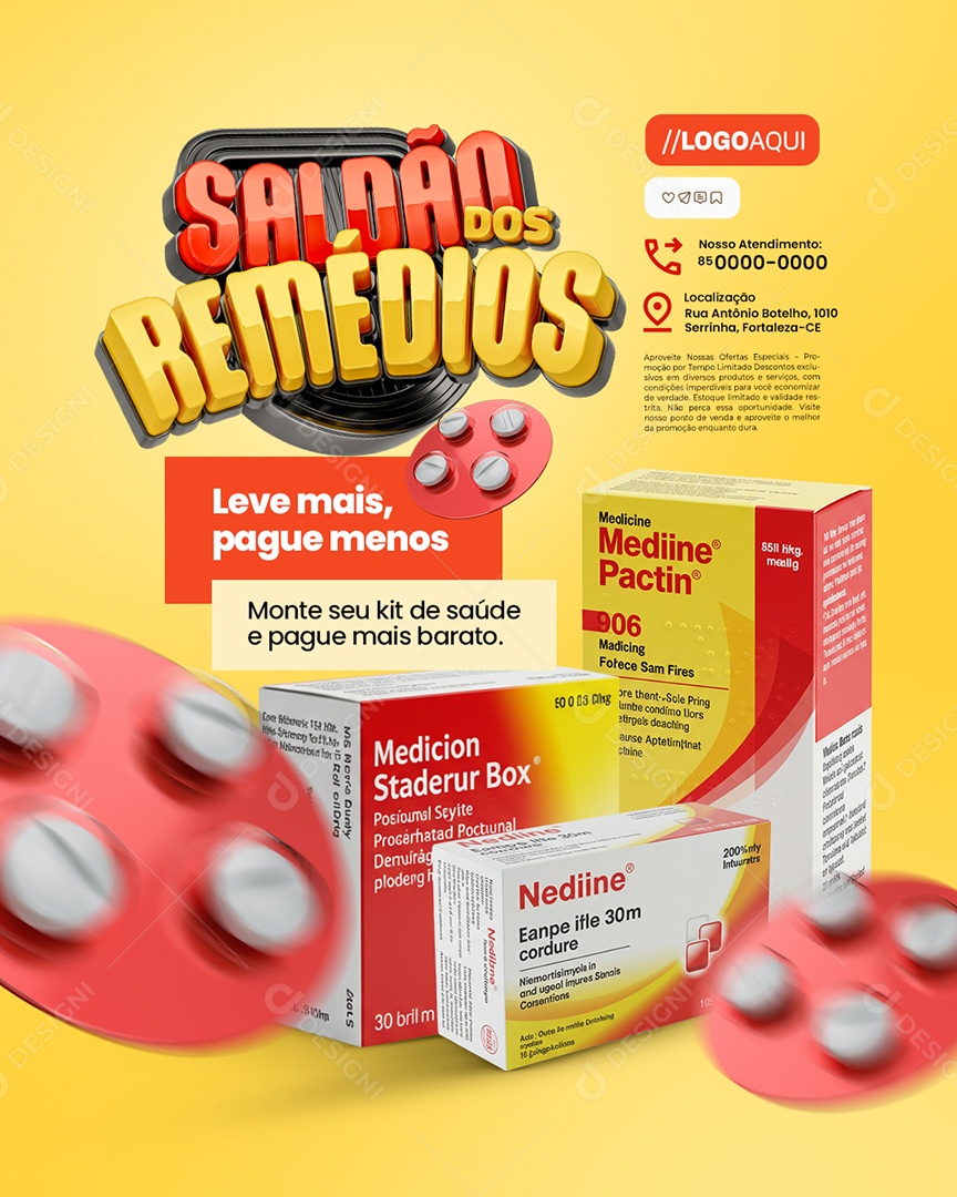 Saldão Dos Remédios Farmácia Leve Mais Pague Menos Social Media PSD Editável