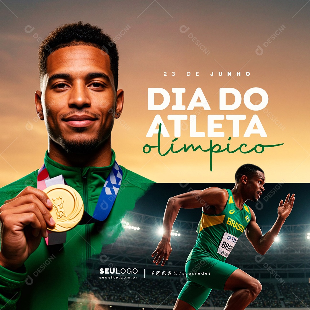 Dia Do Atleta Olímpico 23 de Junho Social Media PSD Editável