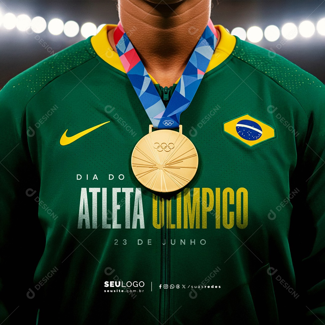 Dia Do Atleta Olímpico 23 de Junho Social Media PSD Editável