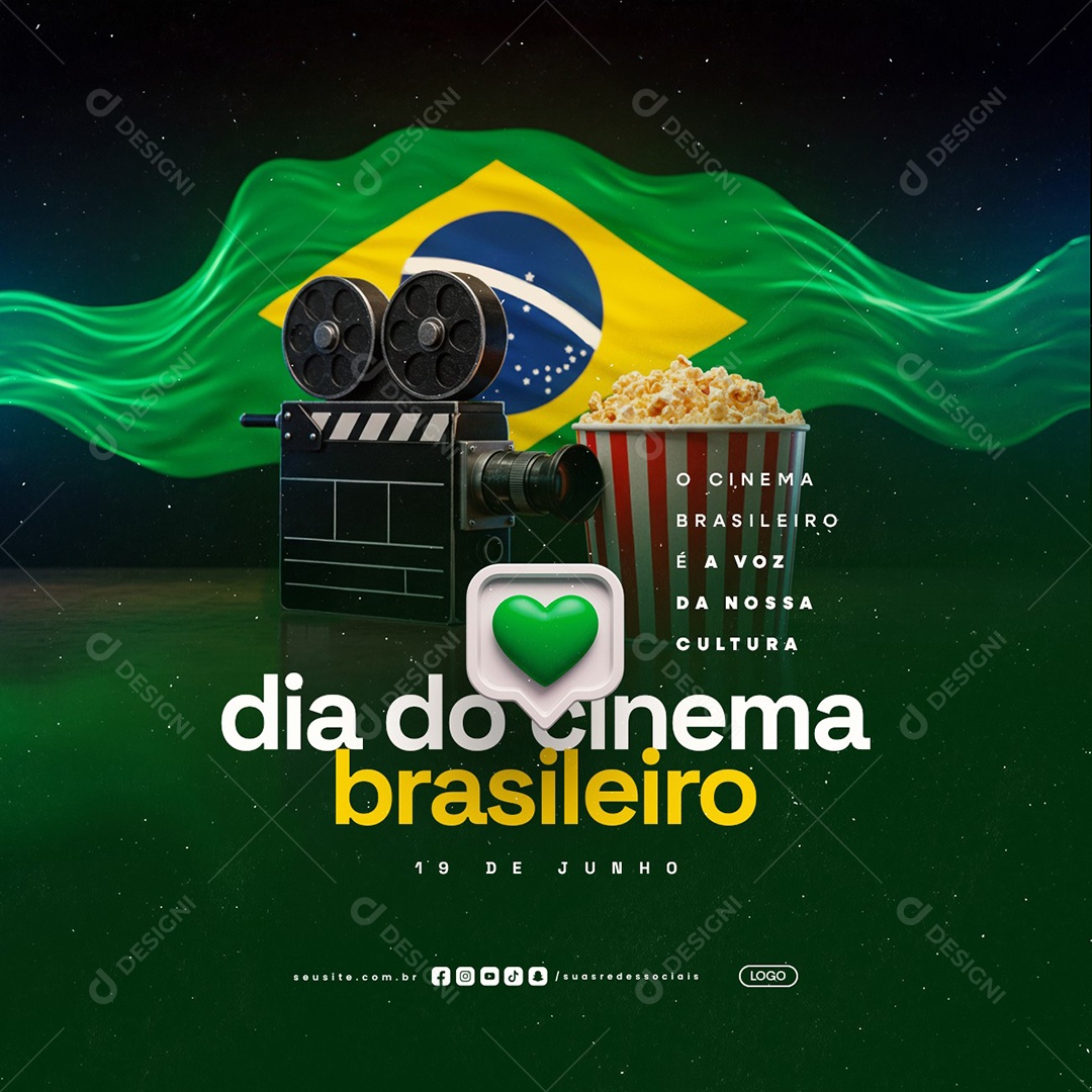 Dia Do Cinema Brasileiro 19 de Junho Social Media PSD Editável