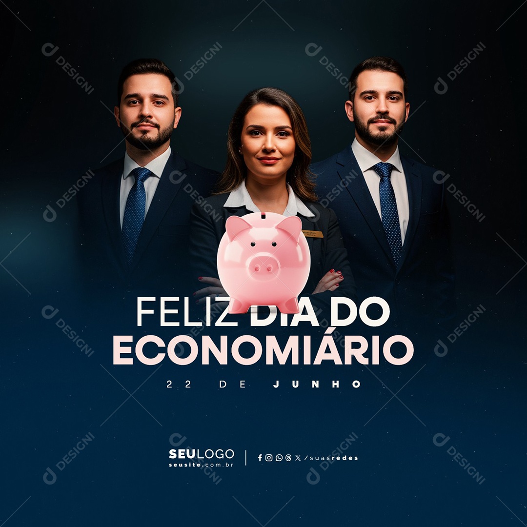 Feliz Dia Do Economiário 22 de Junho Social Media PSD Editável