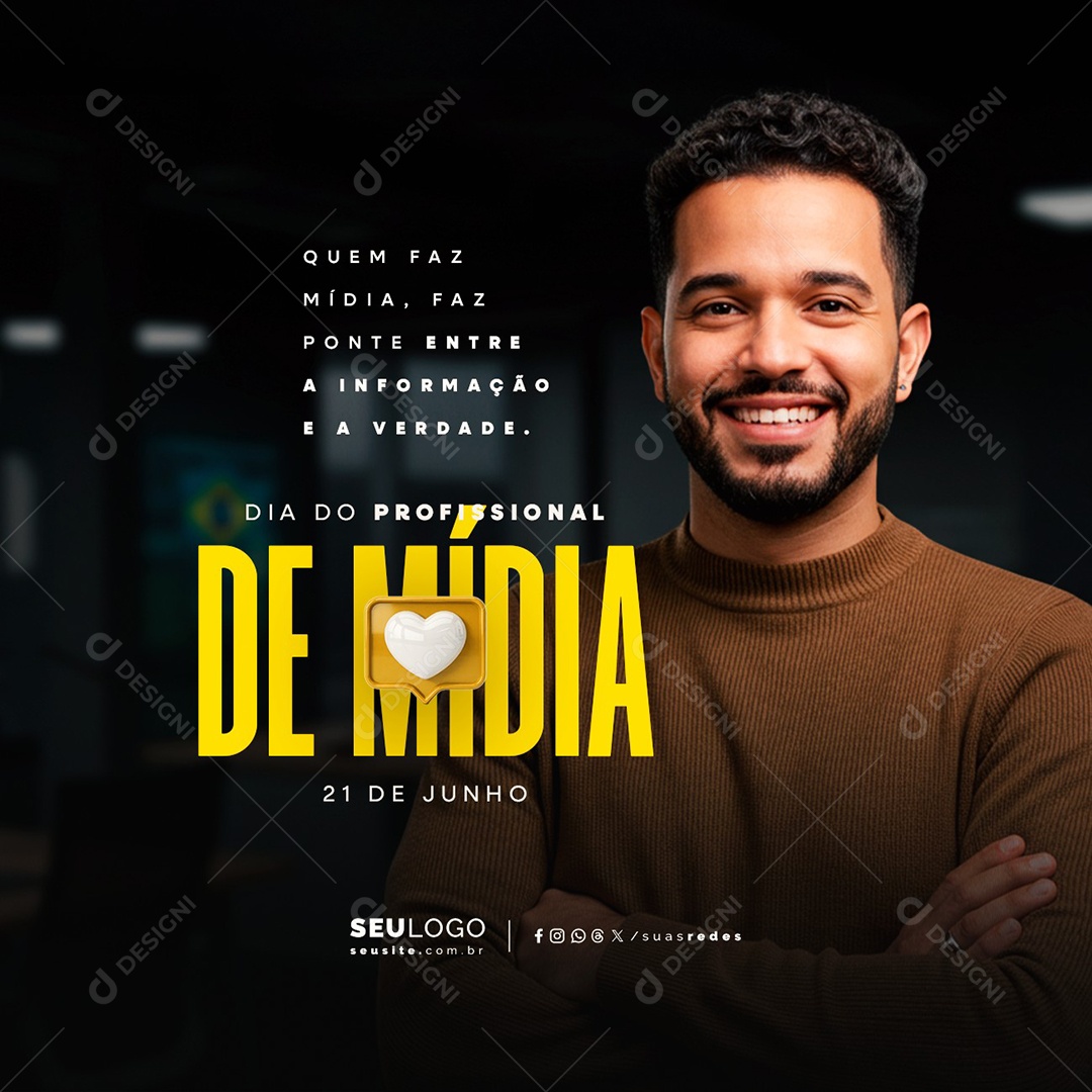 Dia Do Profissional De Mídia 21 De Junho Social Media PSD Editável