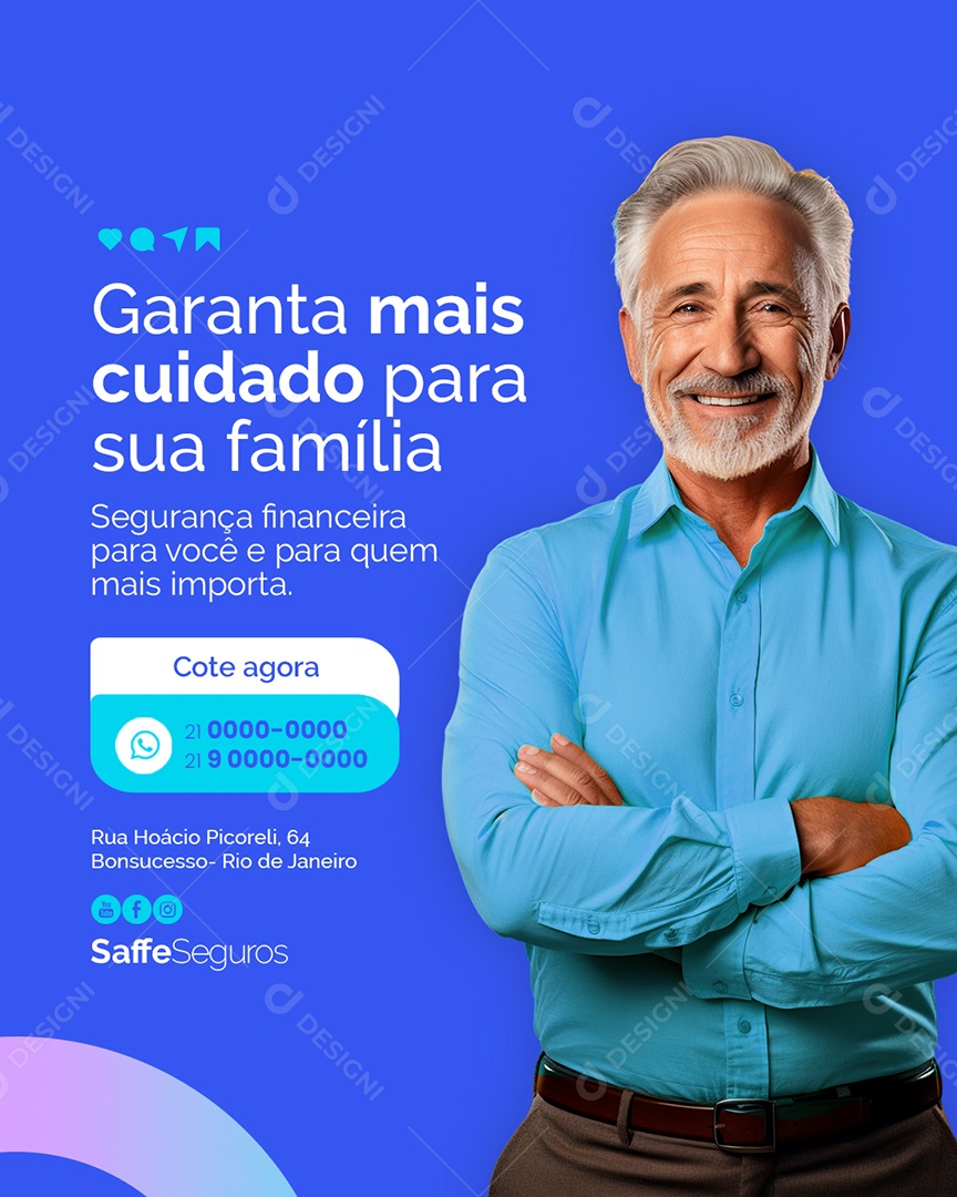 Seguros Garanta Mais Cuidado para Sua Família Social Media PSD Editável