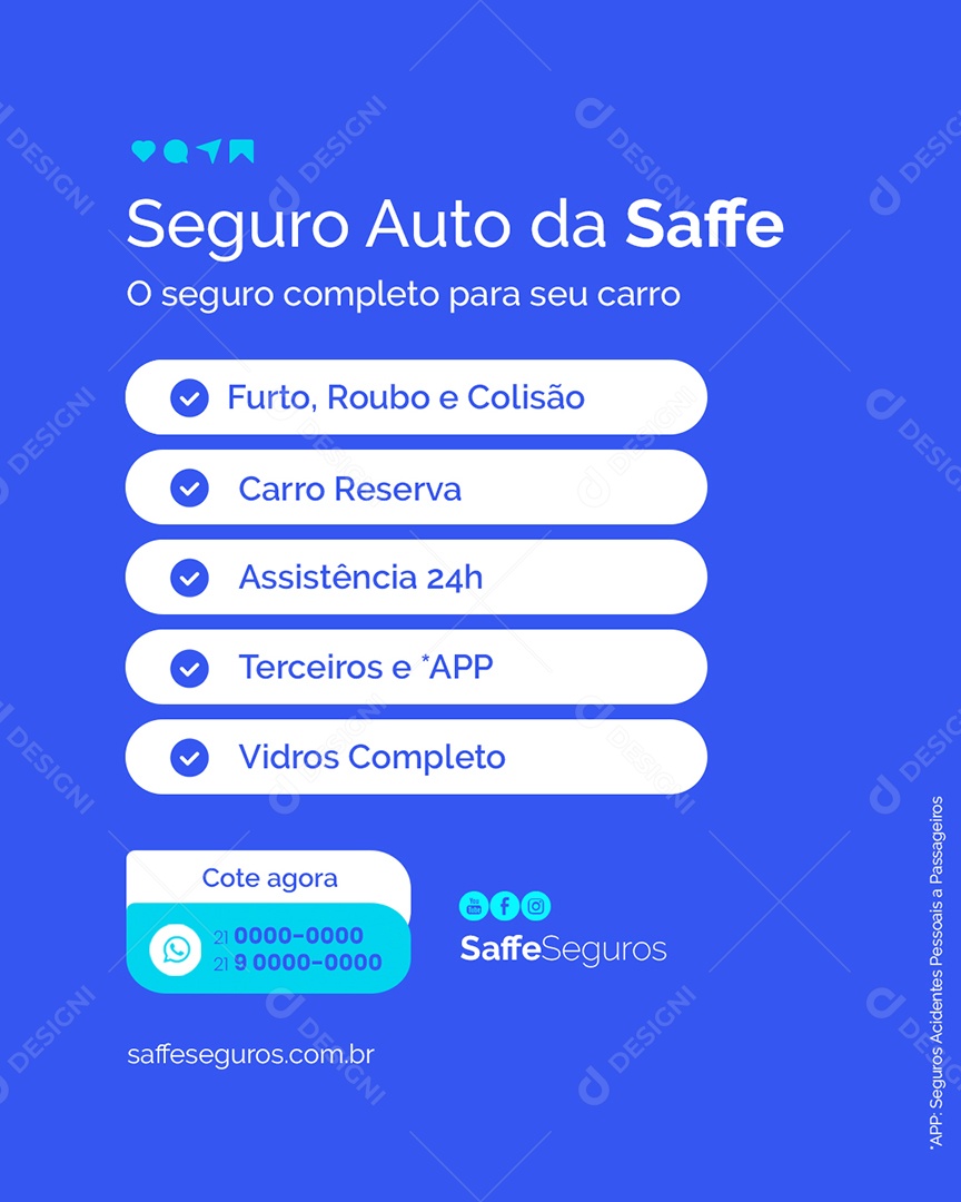 Seguros Auto da Saffe Social Media PSD Editável
