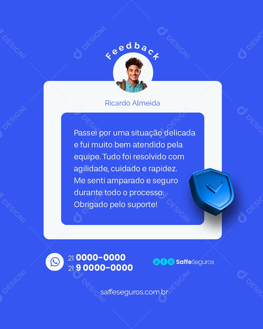 Seguros Feedback Obrigado Pelo Suporte Social Media PSD Editável
