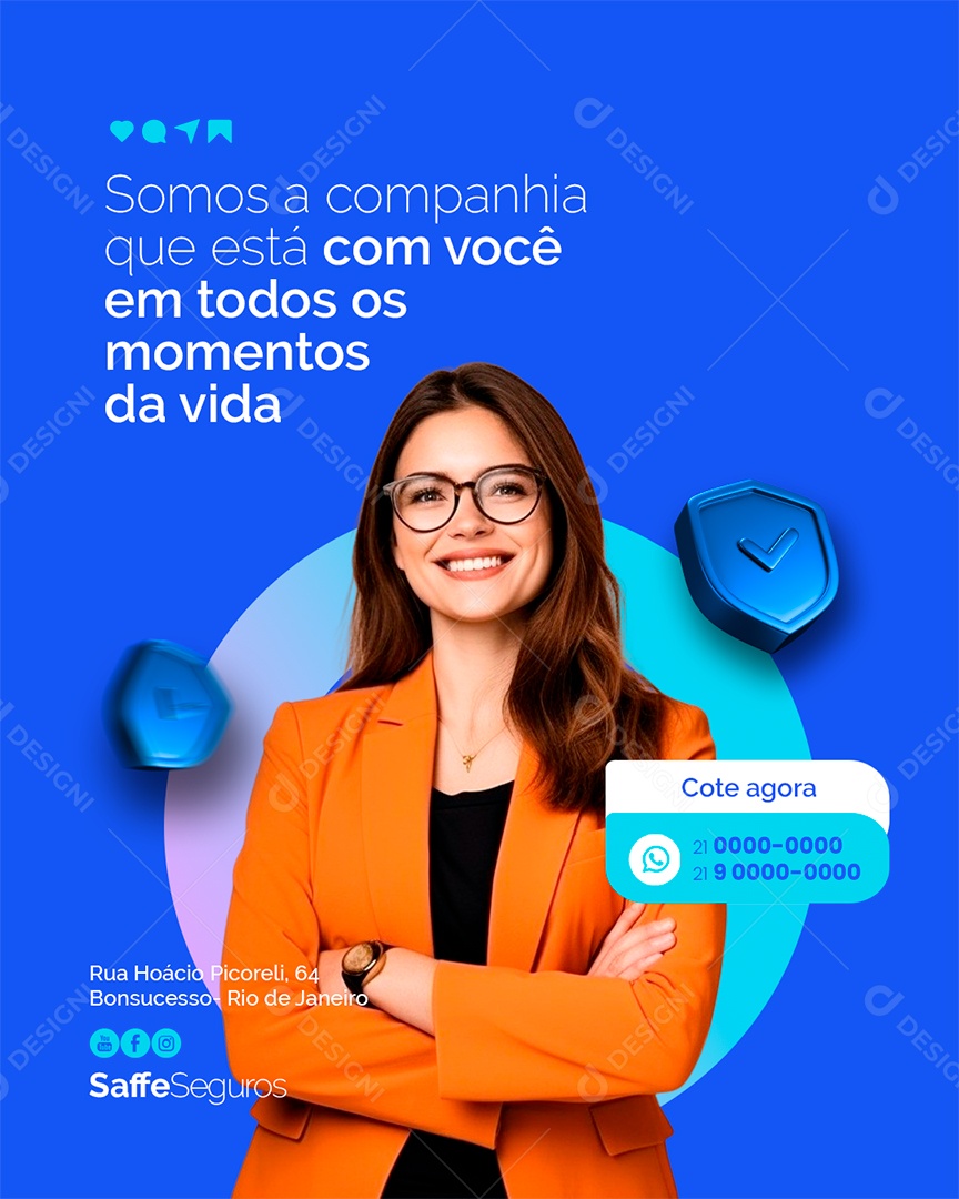Seguros Somos a Companhia Que Está Com Você Social Media PSD Editável