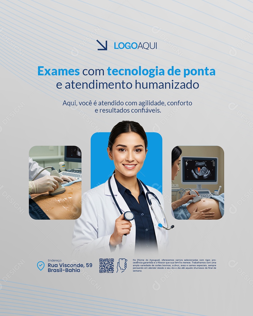 Ultrassonografia Exames Com Tecnologia de Ponta Social Media PSD Editável