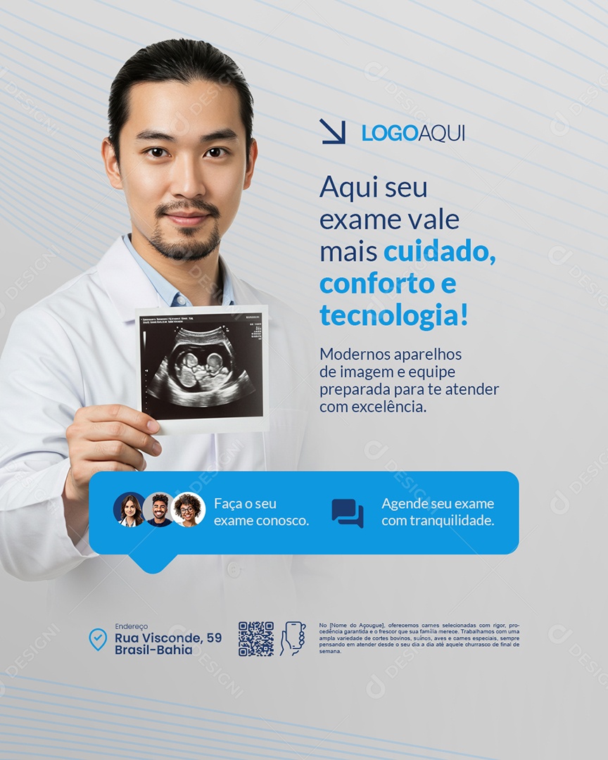 Ultrassonografia Aqui Seu Exame Vale Social Media PSD Editável