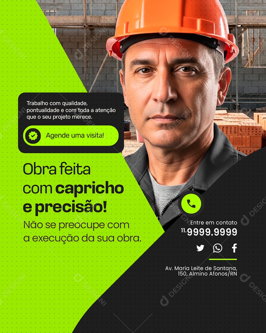 Pedreiro Obra Feita Social Media PSD Editável