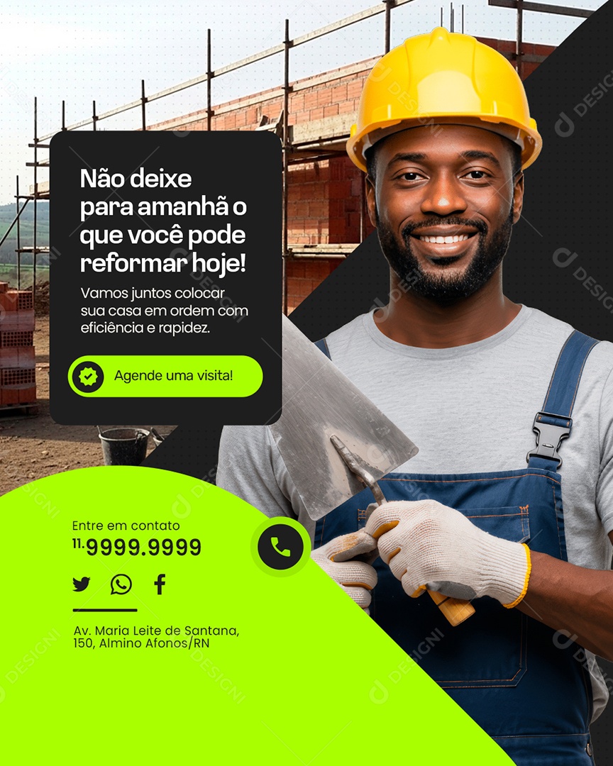 Pedreiro Agende Uma Visita Social Media PSD Editável