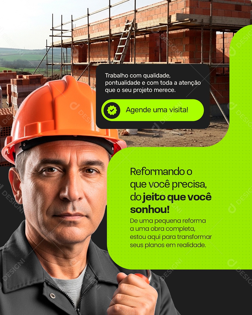Pedreiro Agende Uma Visita Social Media PSD Editável