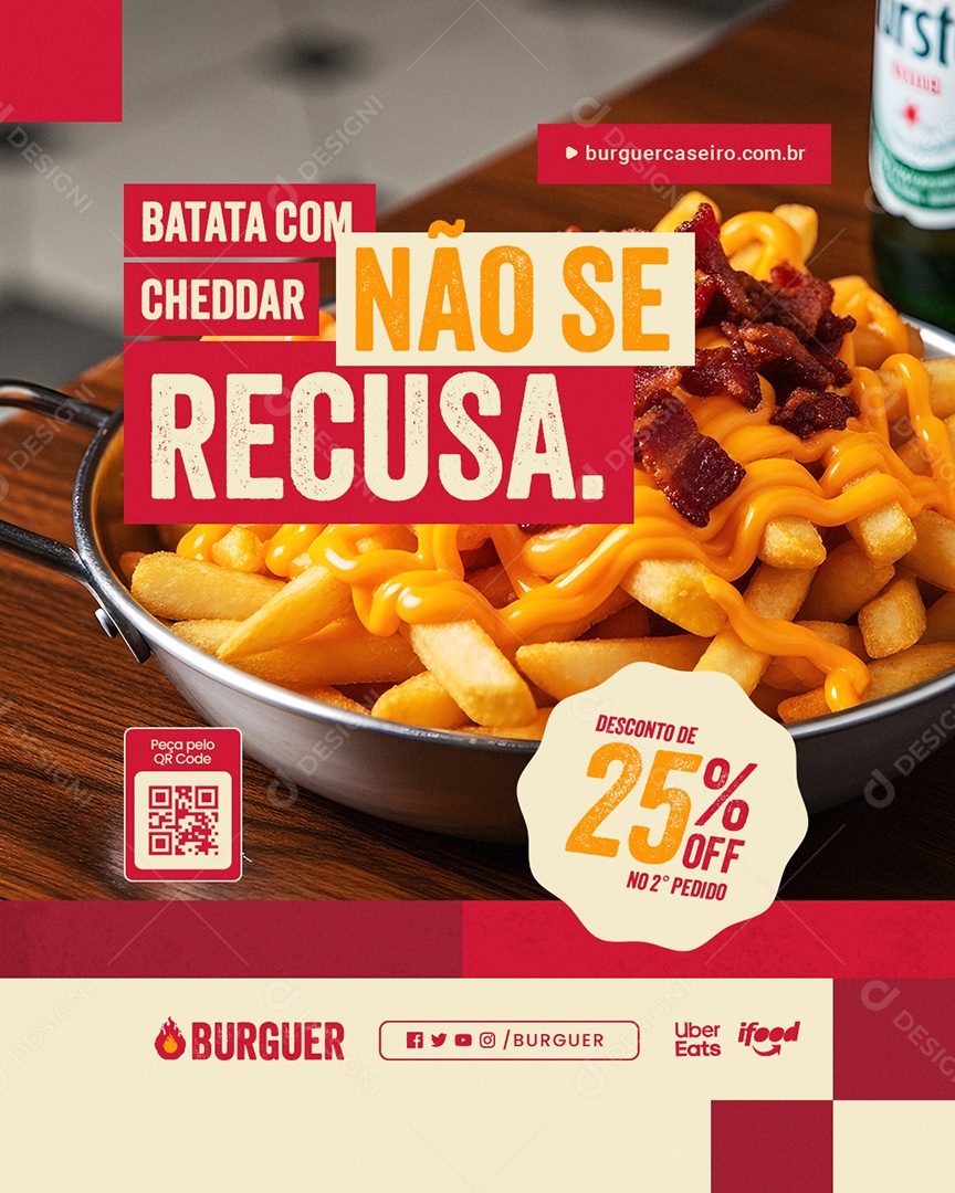 Lanchonete Artesanal Batata Com Cheddar Não Se Recusa Social Media PSD Editável