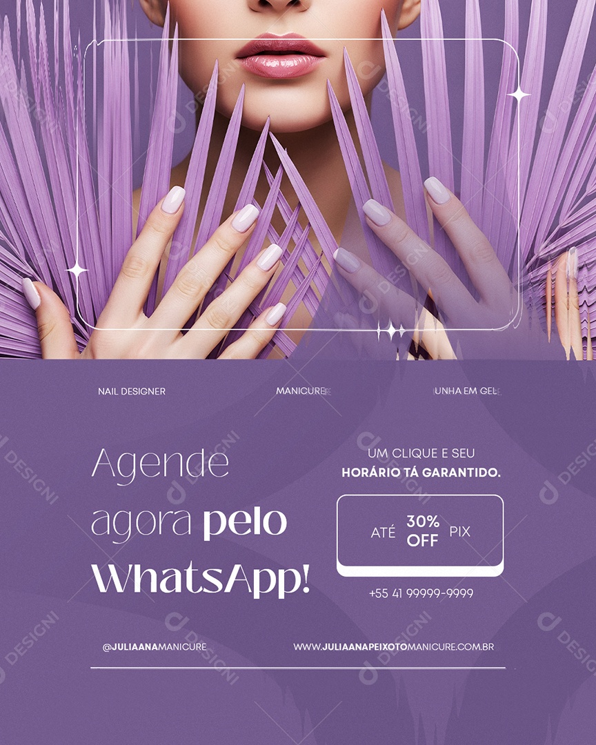 Manicure Agende Agora Pelo WhatsApp Social Media PSD Editável