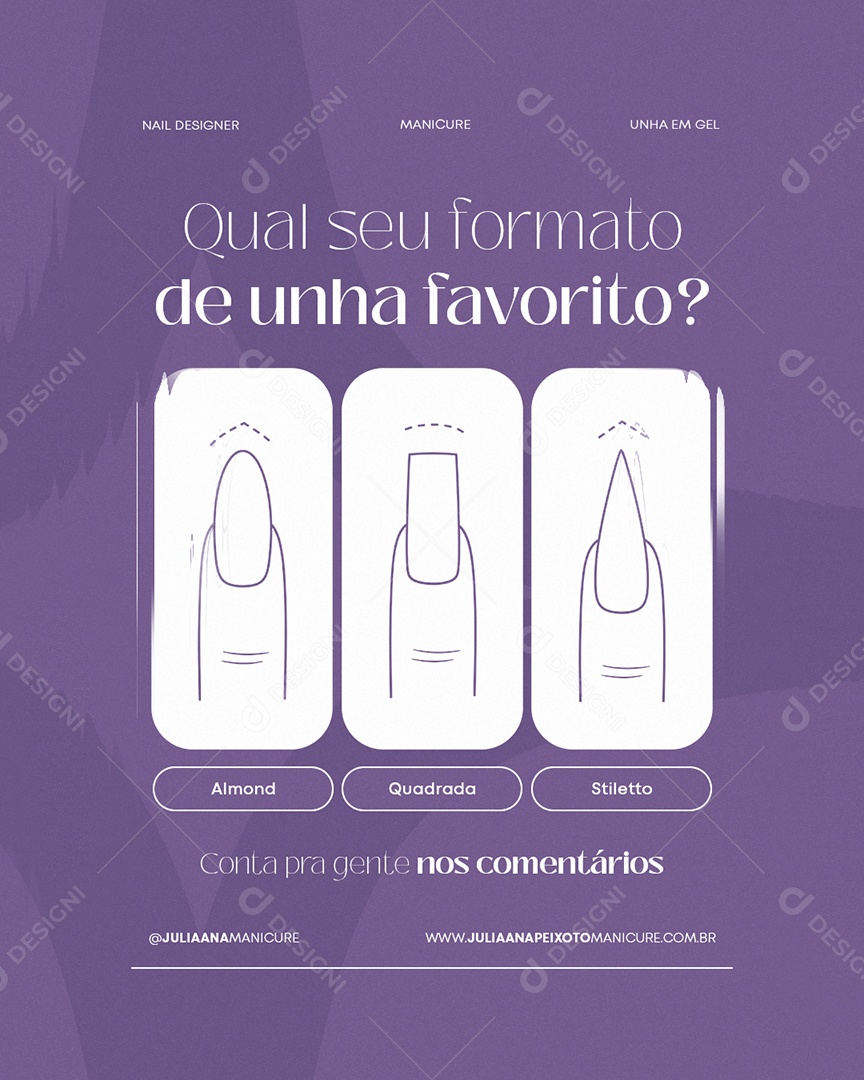 Manicure Qual Seu Formato de Unha Favorito Social Media PSD Editável