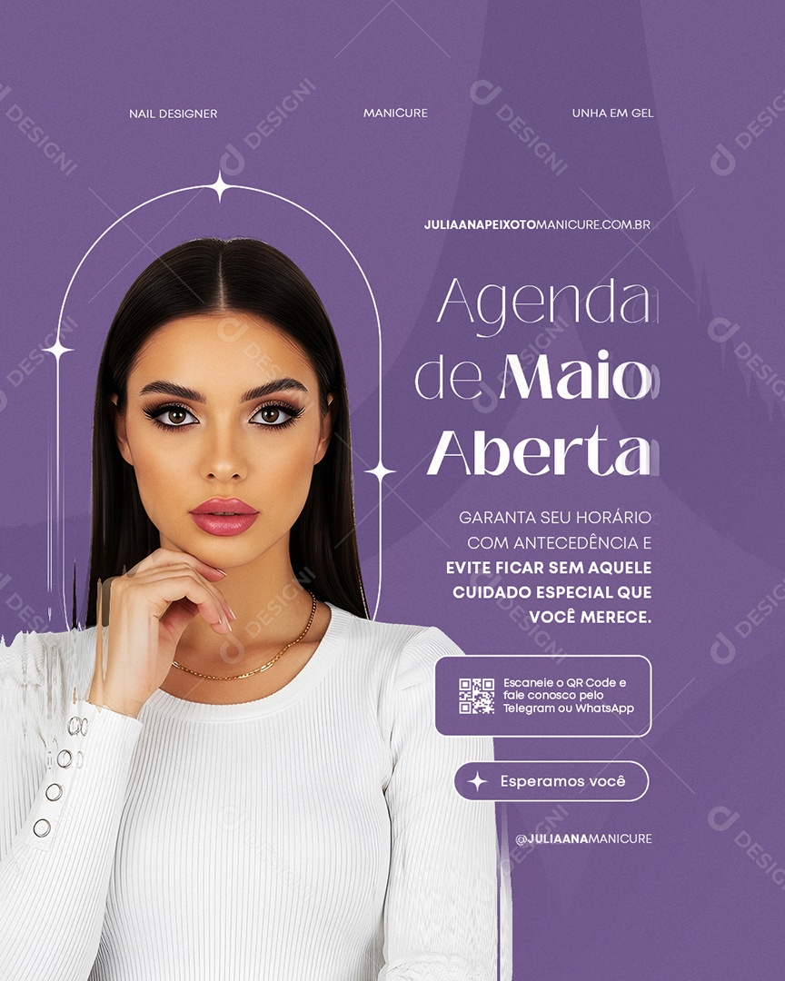 Manicure Agenda de Maio Aberta Social Media PSD Editável