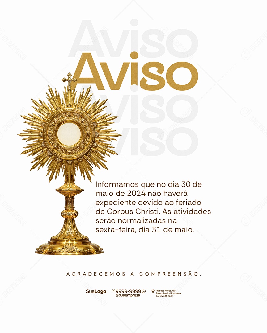 Aviso Corporativo Corpus Christi Social Media PSD Editável