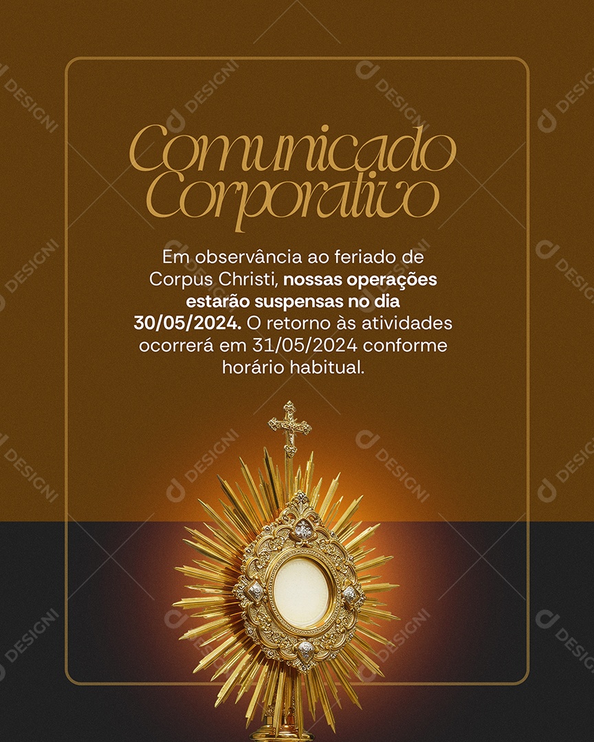 Comunicados Corporativo Corpus Christi Social Media PSD Editável