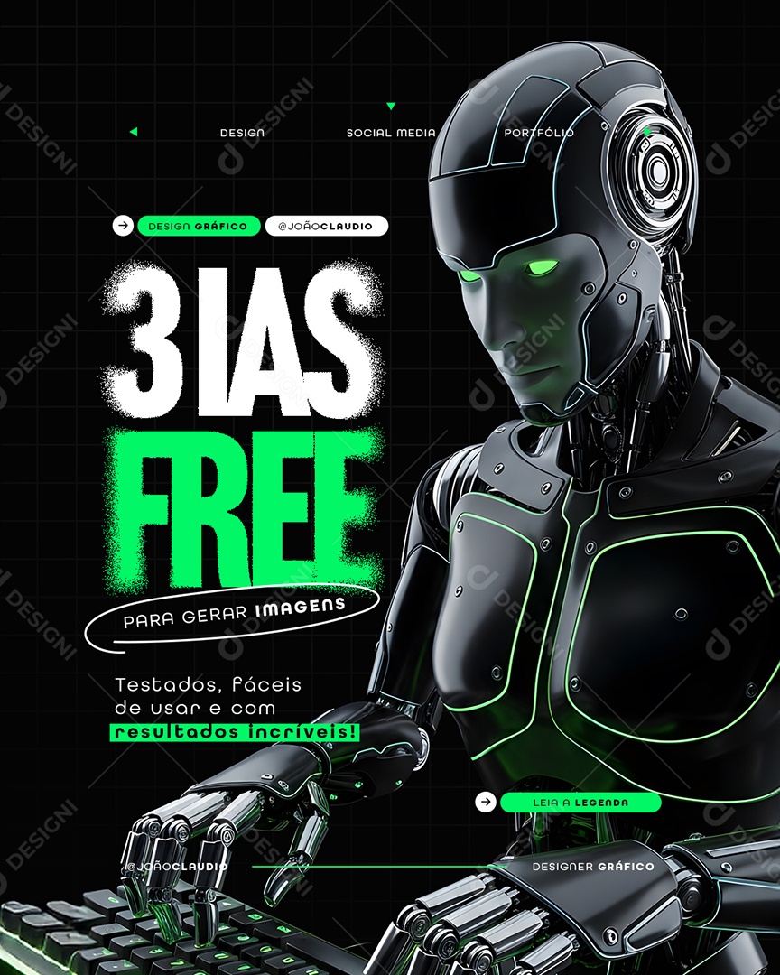 Designer Gráfico Três Dias Free Social Media PSD Editável