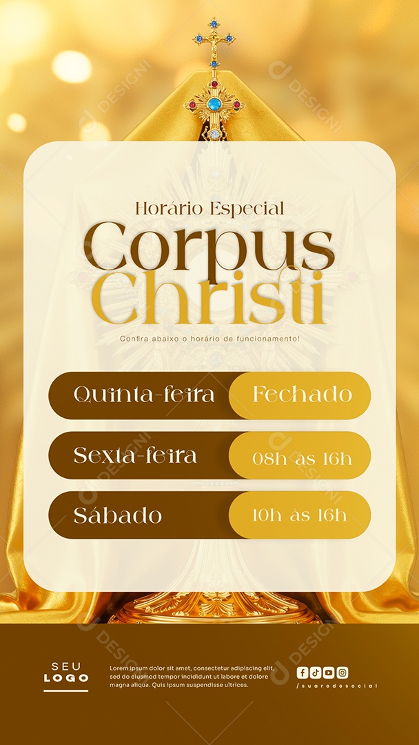 Story Horário Especial Corpus Christi Social Media PSD Editável