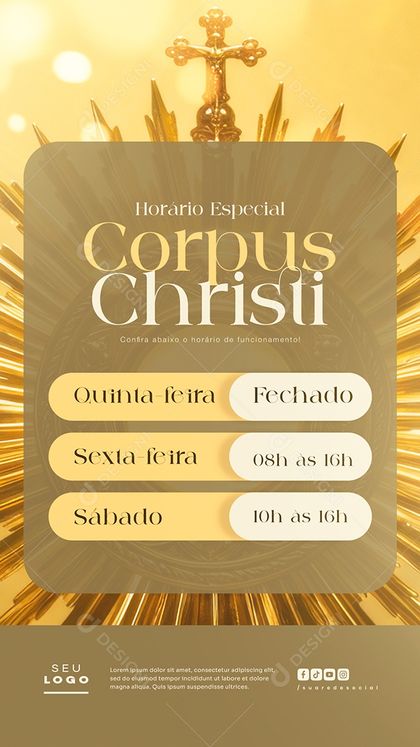 Story Horário Especial Corpus Christi Social Media PSD Editável