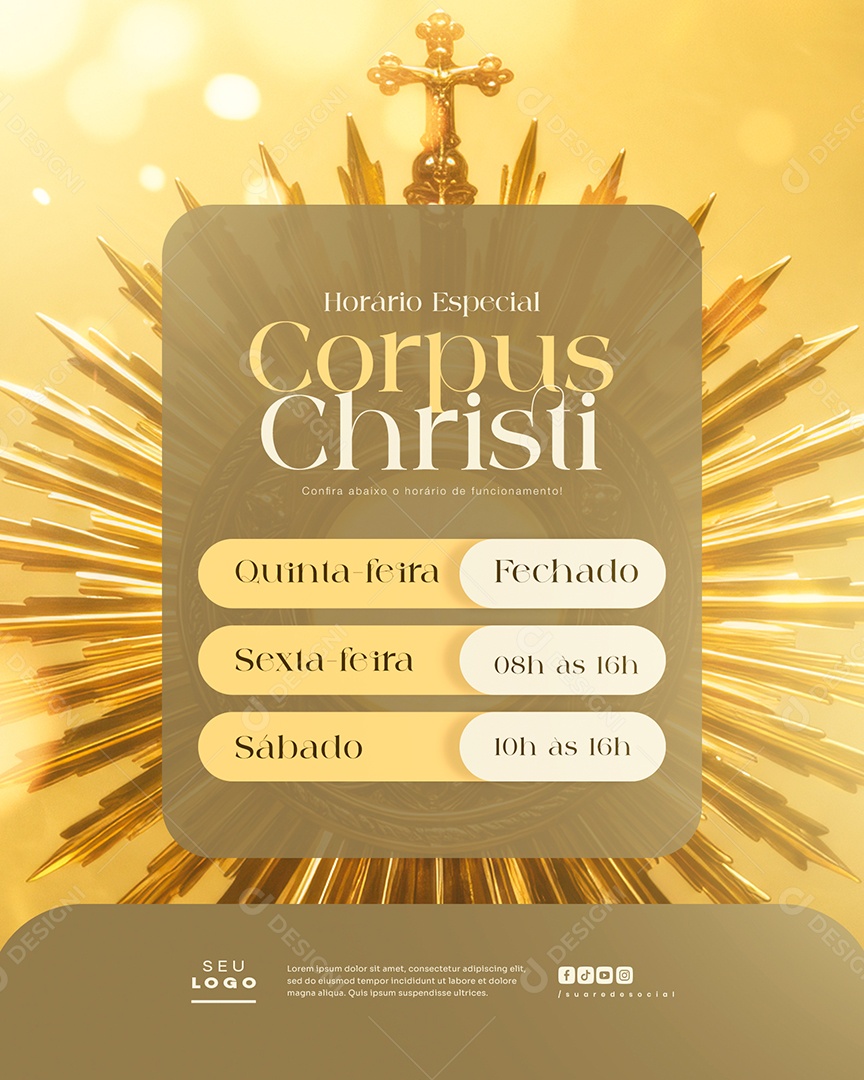 Horário Especial Corpus Christi Social Media PSD Editável